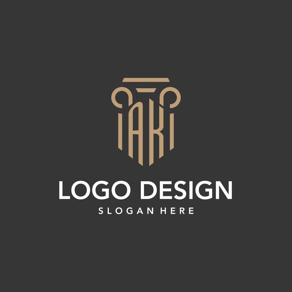 Alaska logo monograma con pilar estilo diseño vector