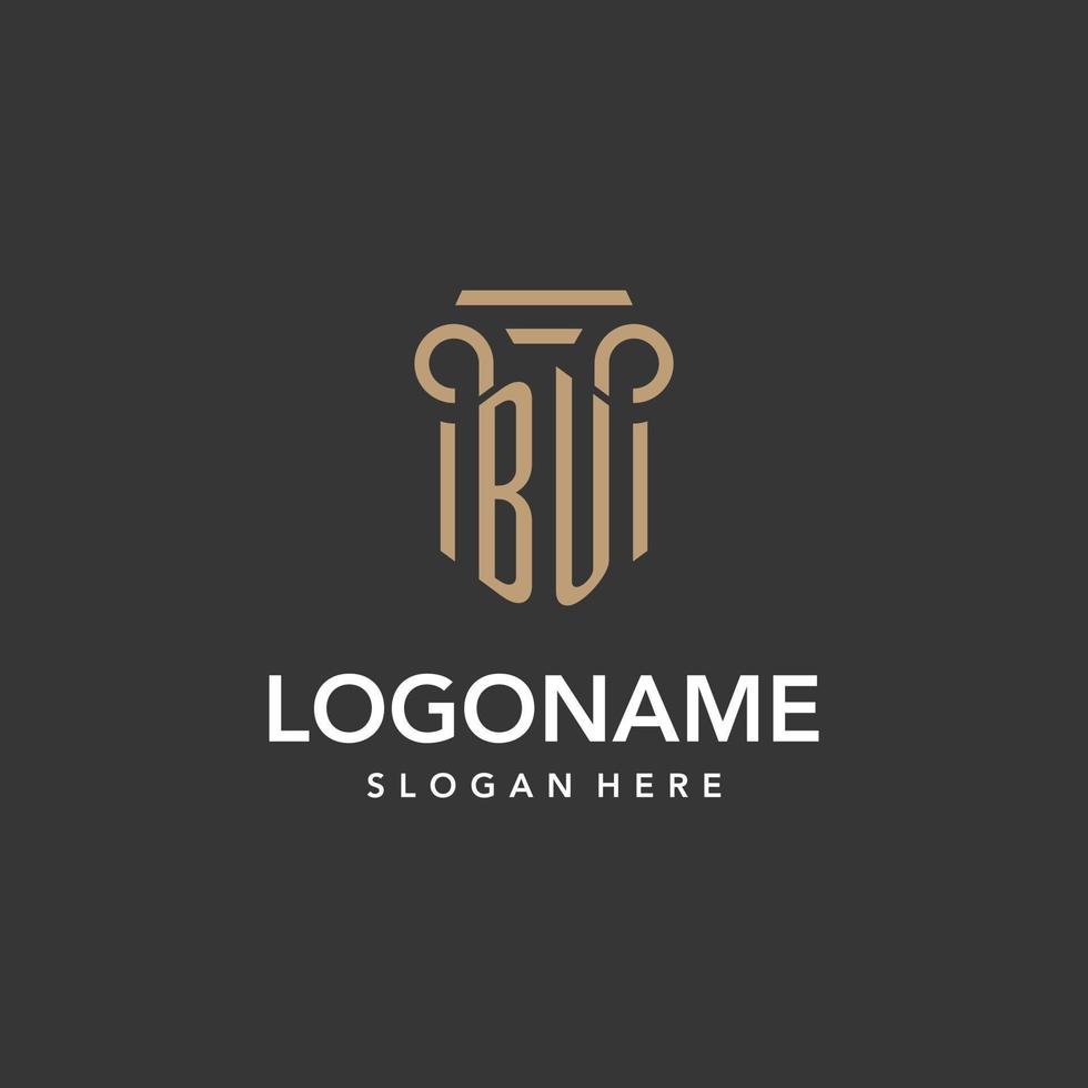 BU logo monogram with pillar style design vector