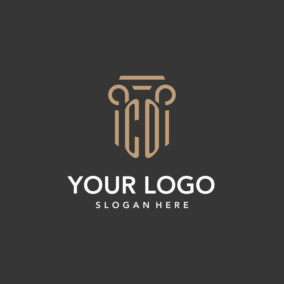 CO logo monogram with pillar style design vector