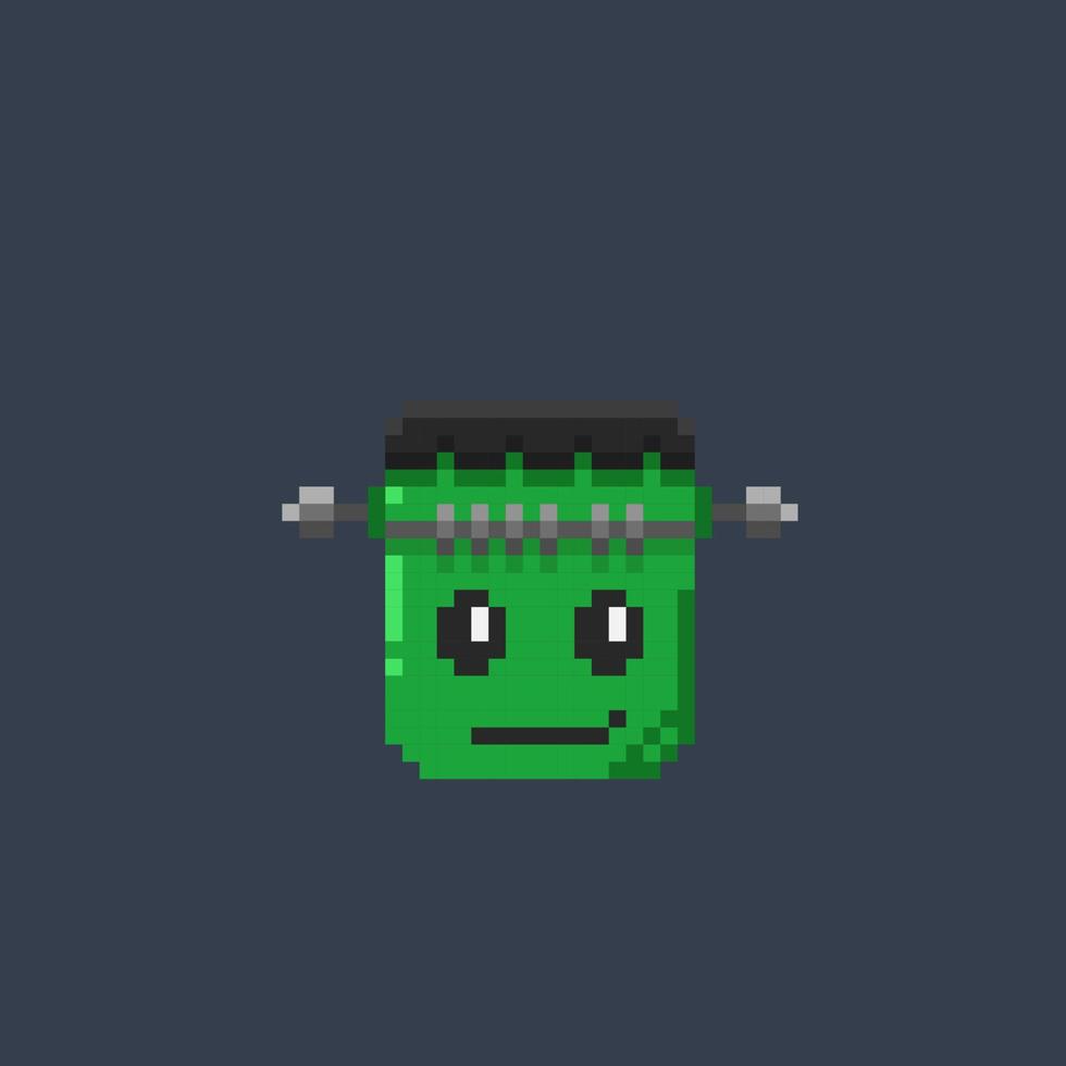cute monster head in pixel art style vector