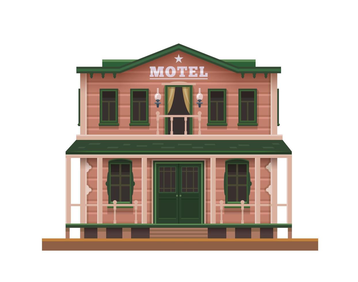 occidental, salvaje Oeste motel o hotel, pueblo edificio vector