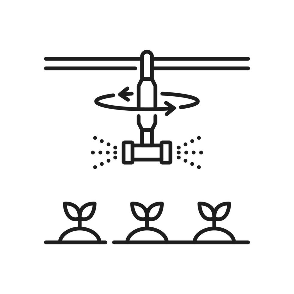 Field or greenhouse watering, irrigation icon vector