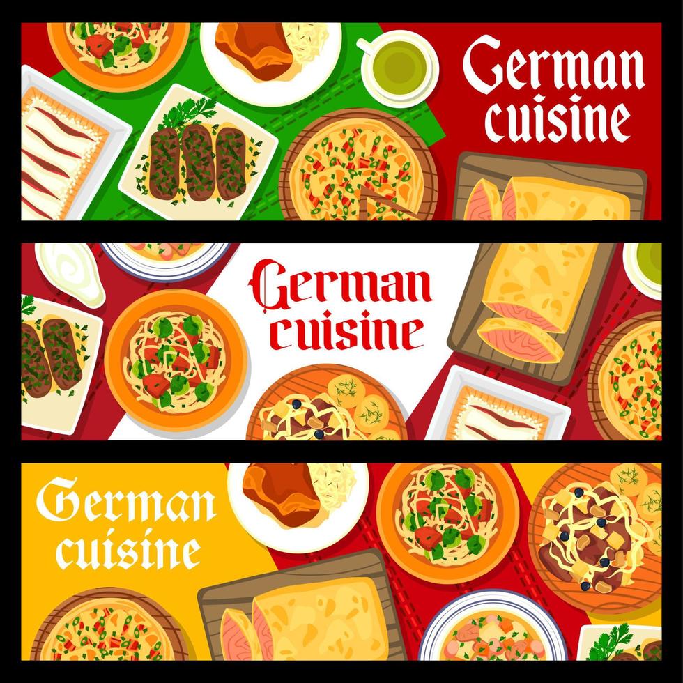 German cuisine restaurant meals vector banners