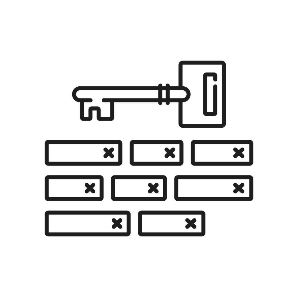 llave símbolo, palabra clave almacenamiento, datos proteccion icono vector