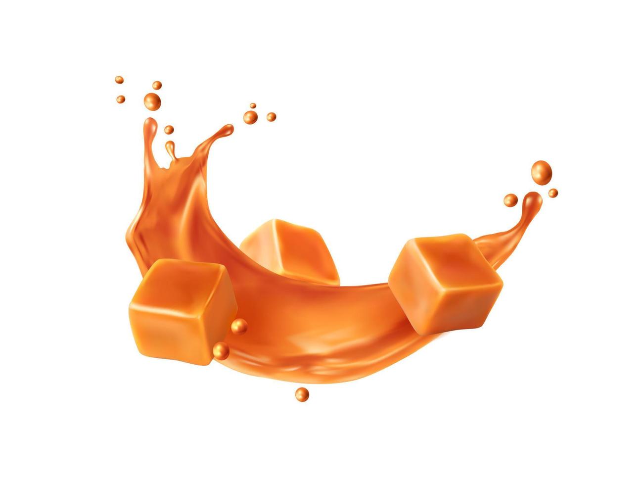 Caramel sauce wave swirl splash with toffee cream vector