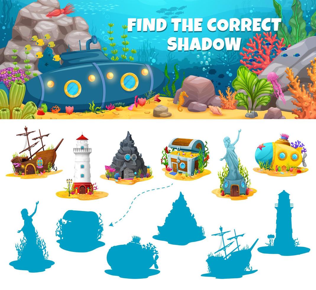 Find the correct shadow of underwater houses vector