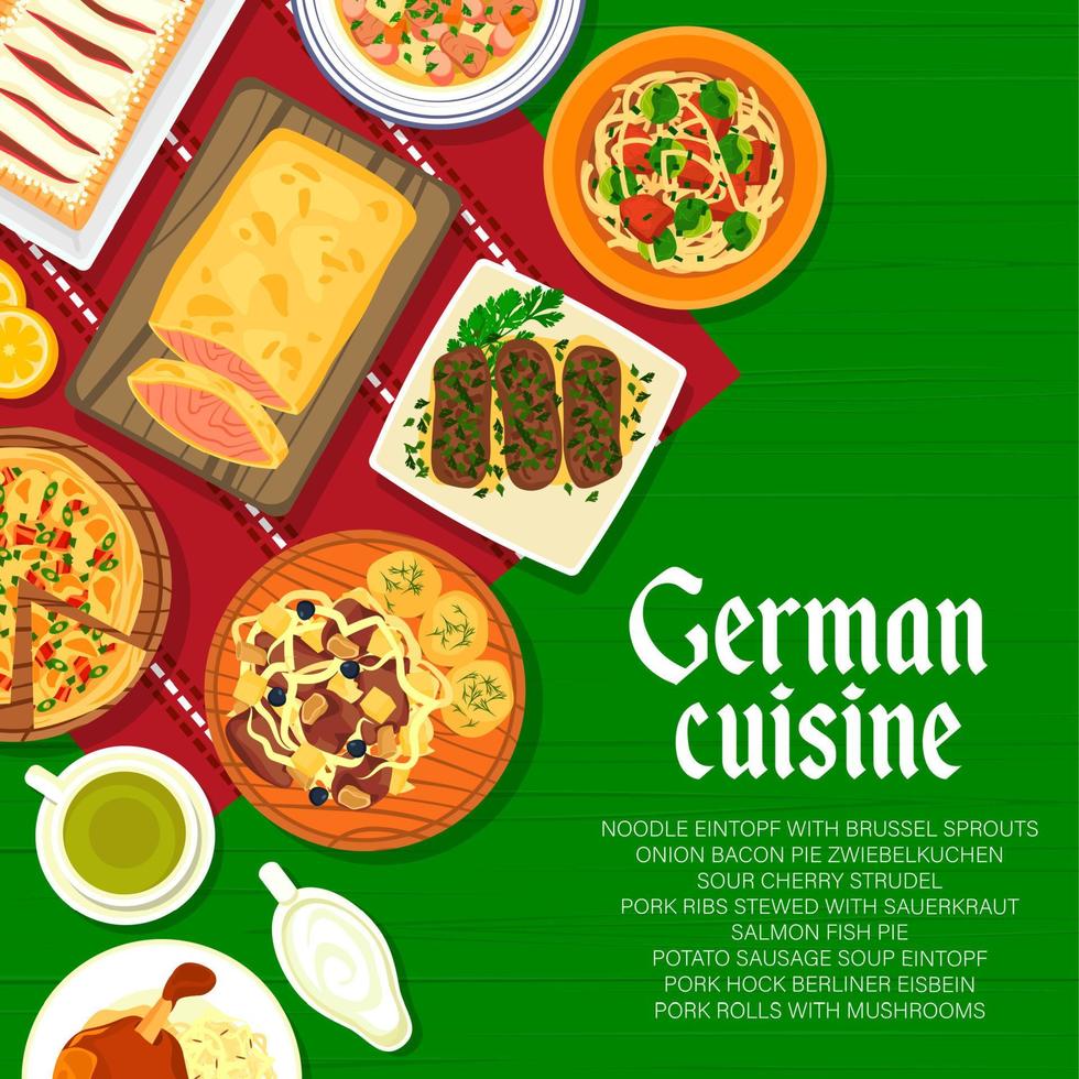 alemán cocina comida menú página cubrir modelo vector