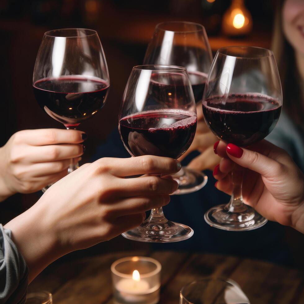 People's hands are minted with glasses of wine Illustration photo