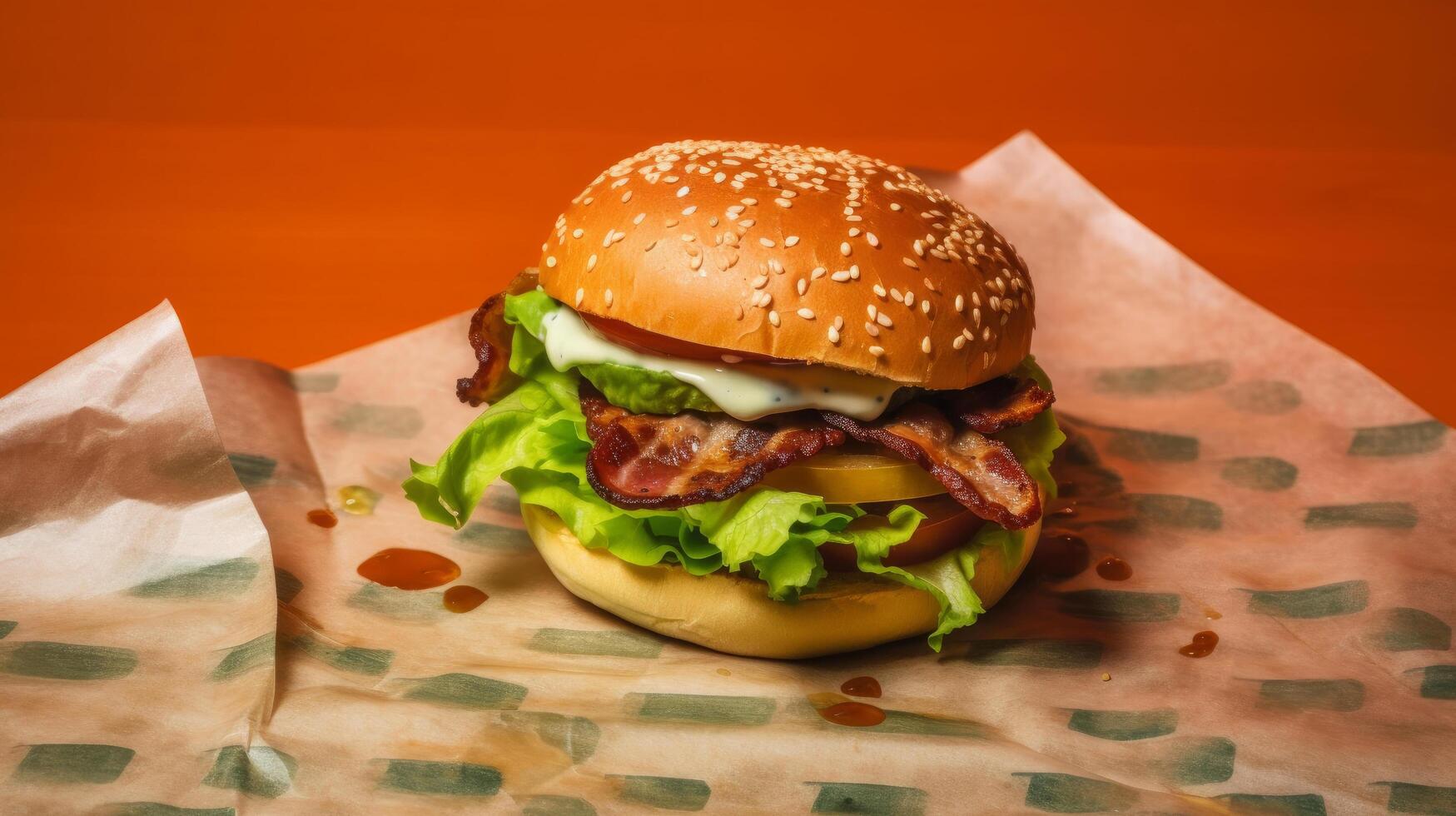 Burger on vivid background. Illustration photo