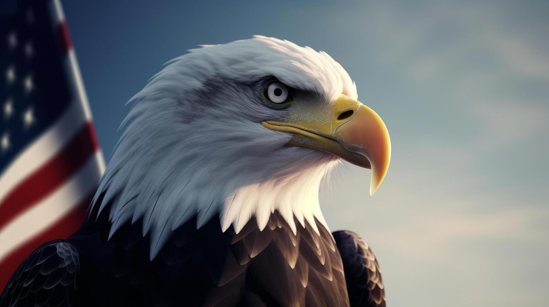 Eagle with USA flag. Illustration photo