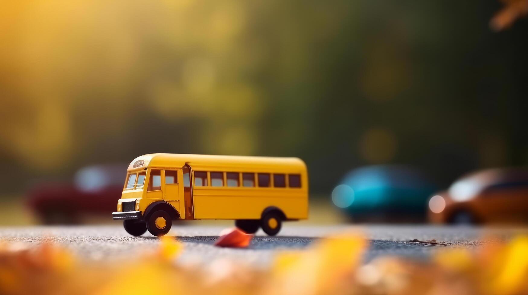 Yellow school bus. back to school background. Illustration photo