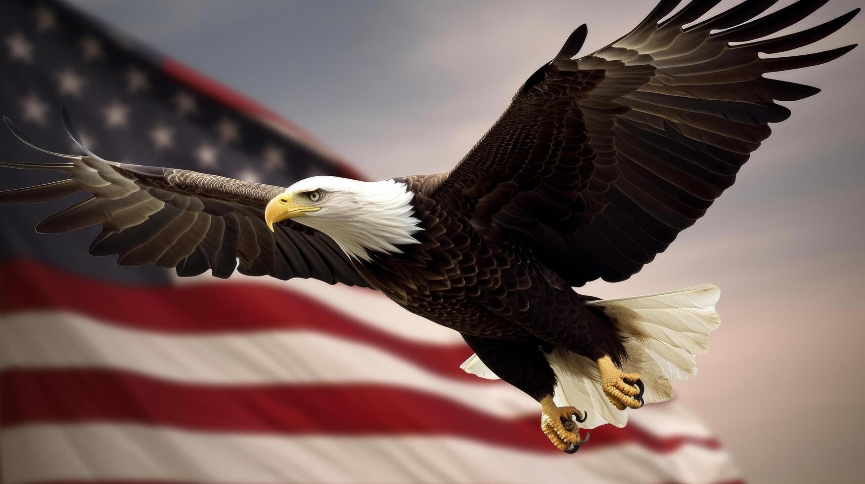 Eagle with USA flag. Illustration photo