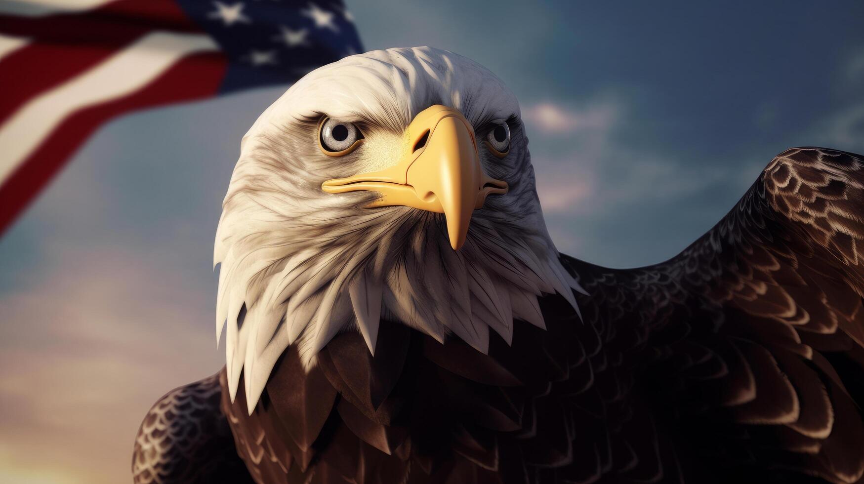 Eagle with USA flag. Illustration photo