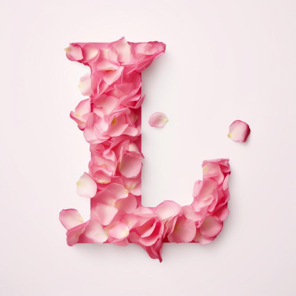 Letter L from rose petals. Illustration photo