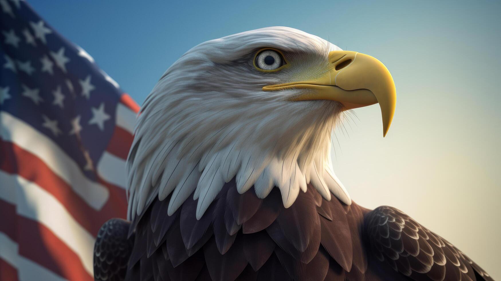 Eagle with USA flag. Illustration photo