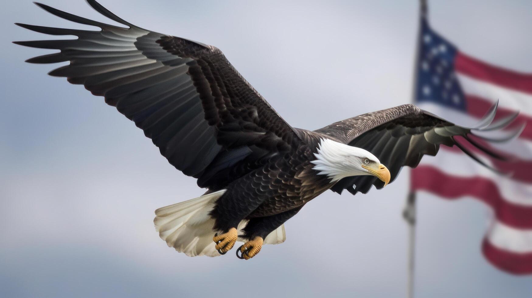 águila con Estados Unidos bandera. ilustración ai generativo foto