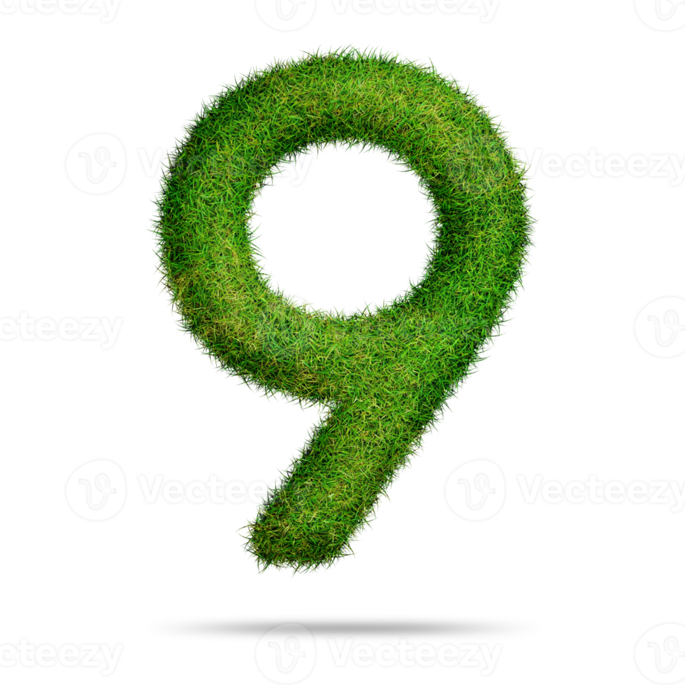 verde erba numero 9 per formazione scolastica concetto png