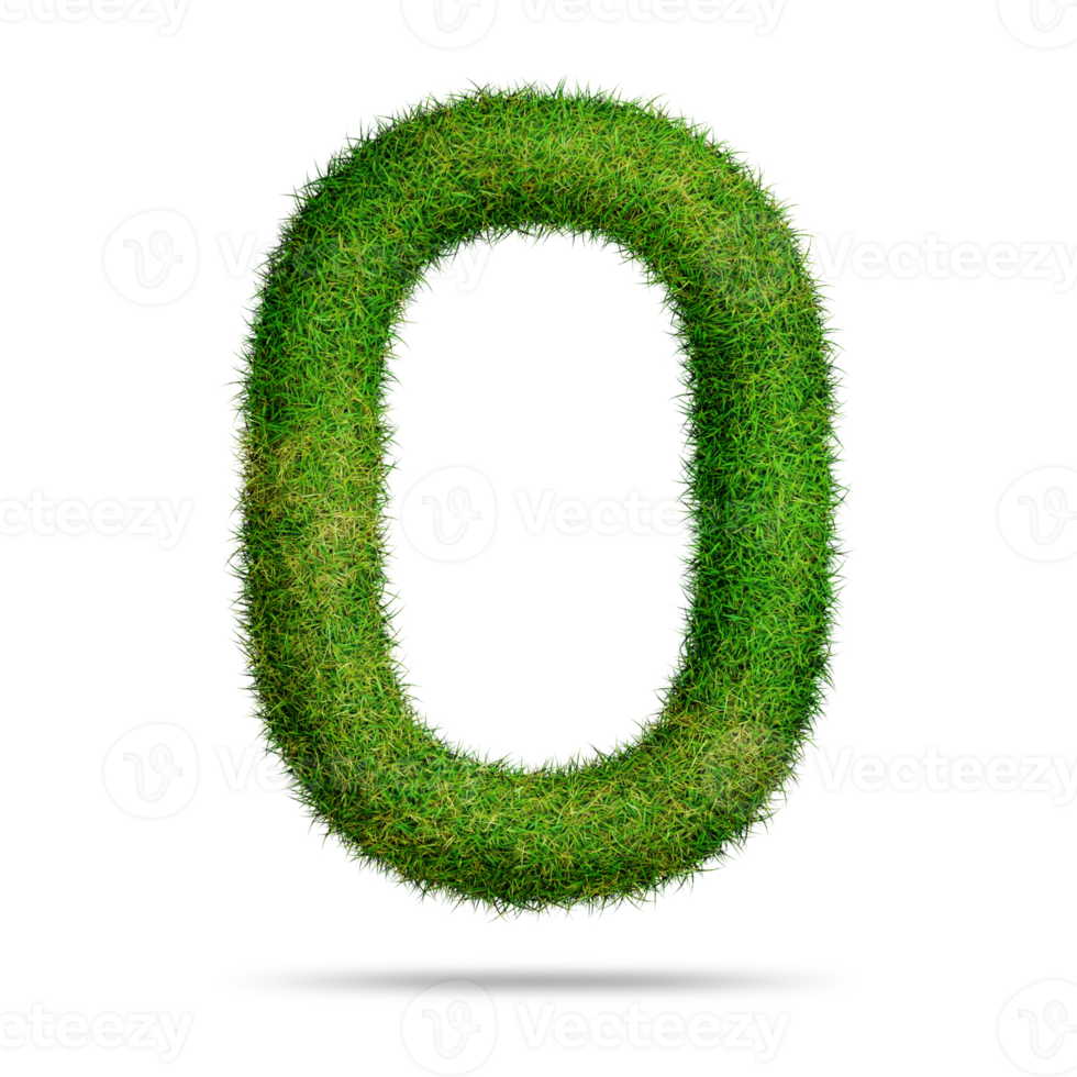 Green grass number 0 for education concept png