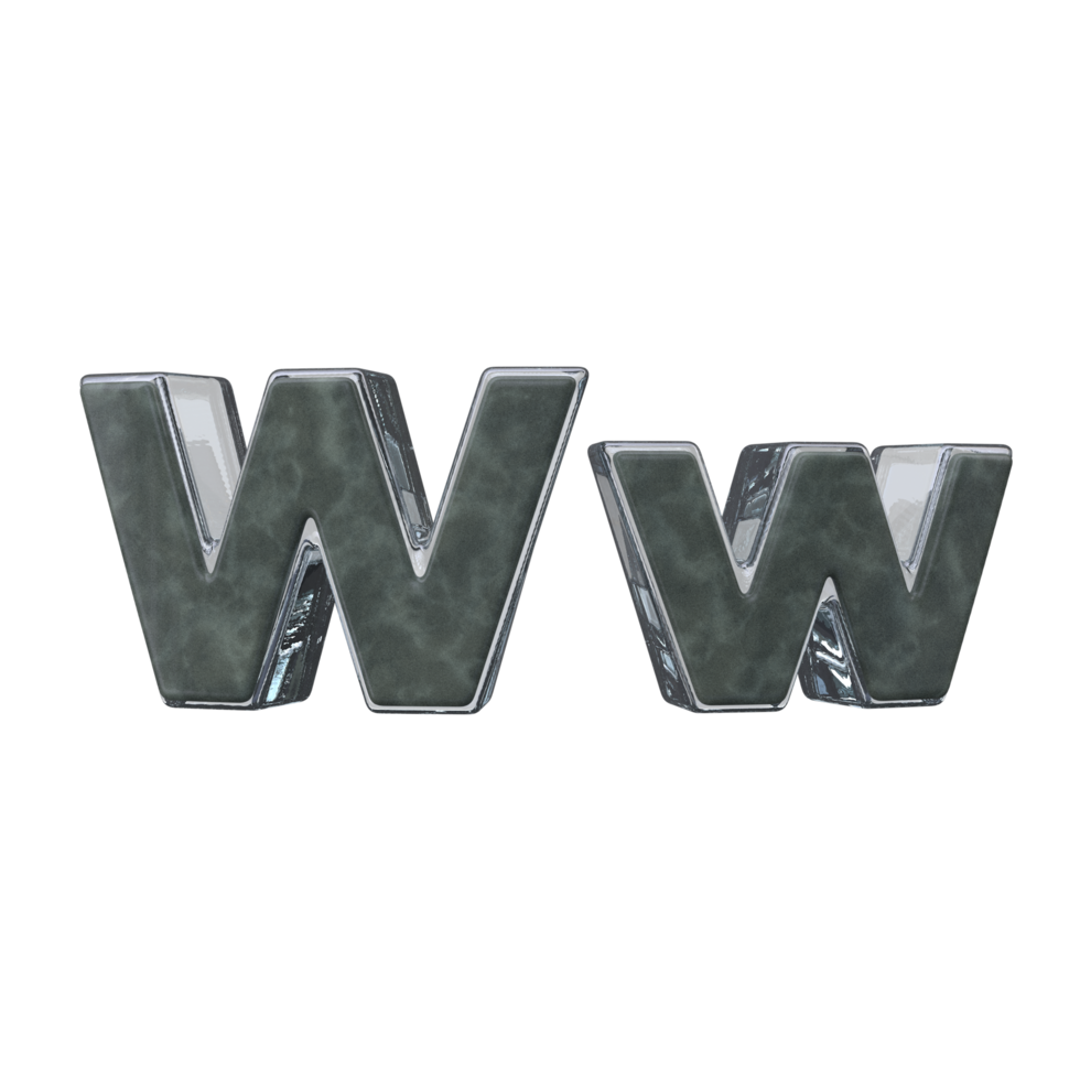 Letter W 3D render transparent background png