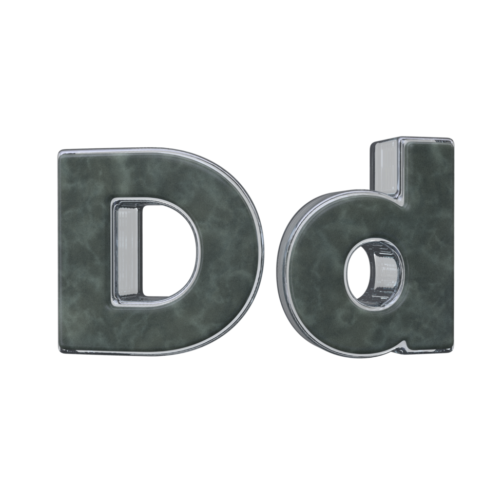 Letter D 3D render transparent background png