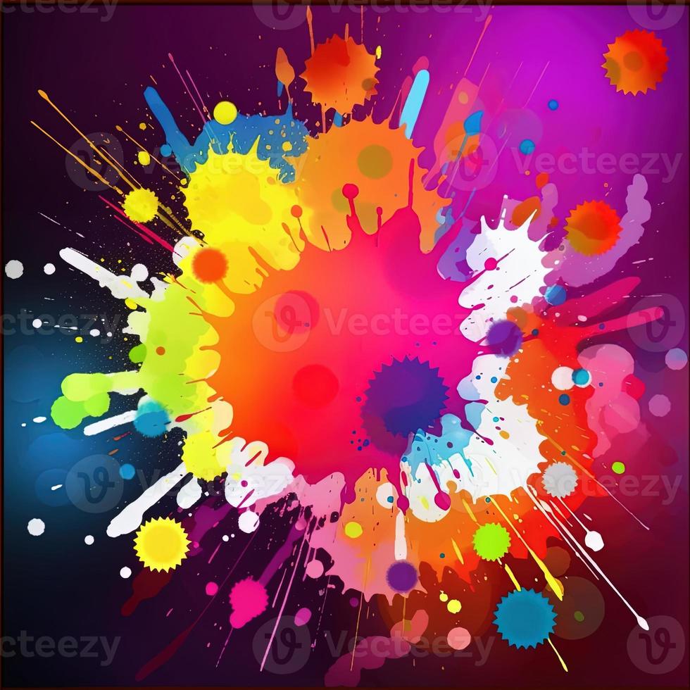 Colorful paint splashes on a colorful background photo