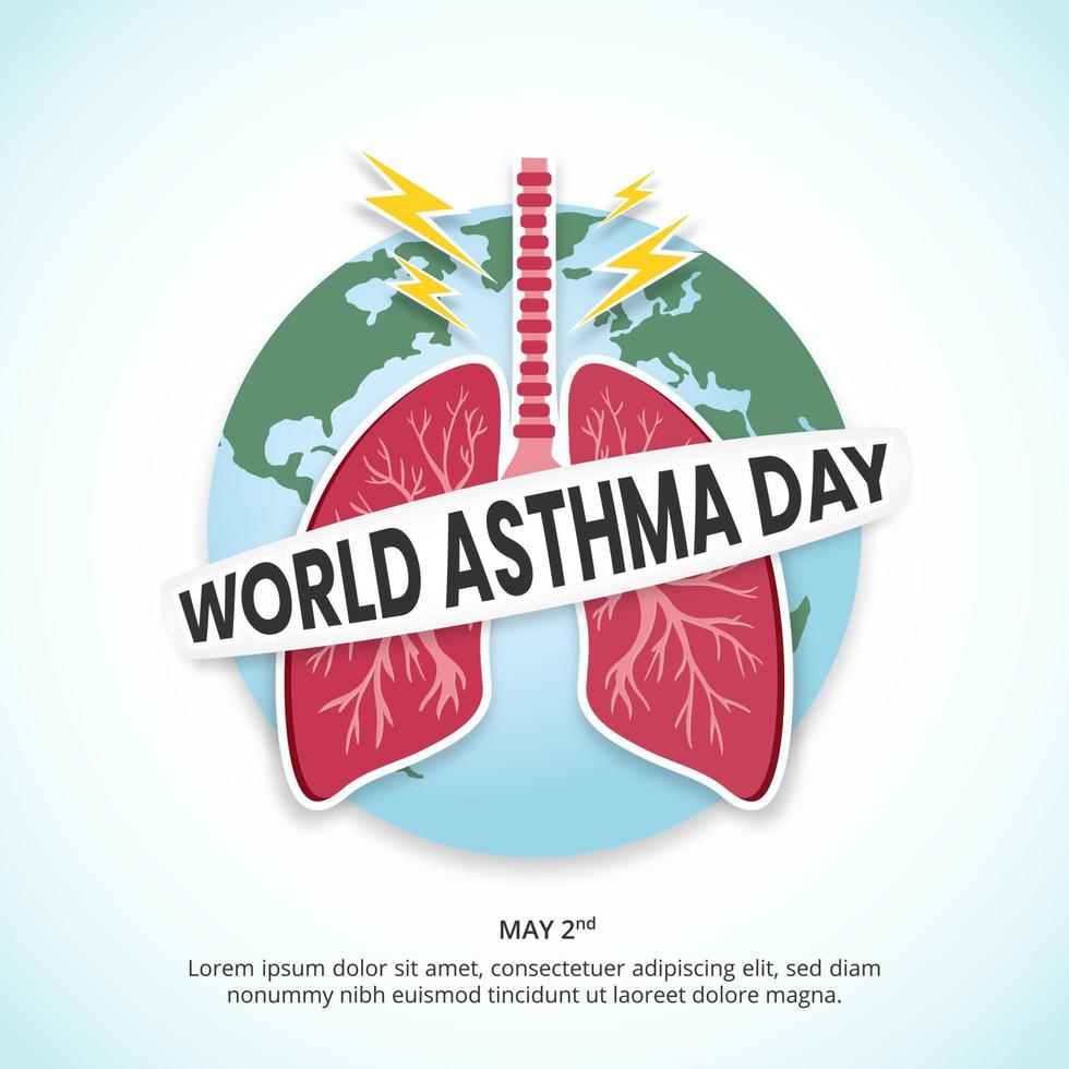 World asthma day background with an asthma attack on lung illustration vector
