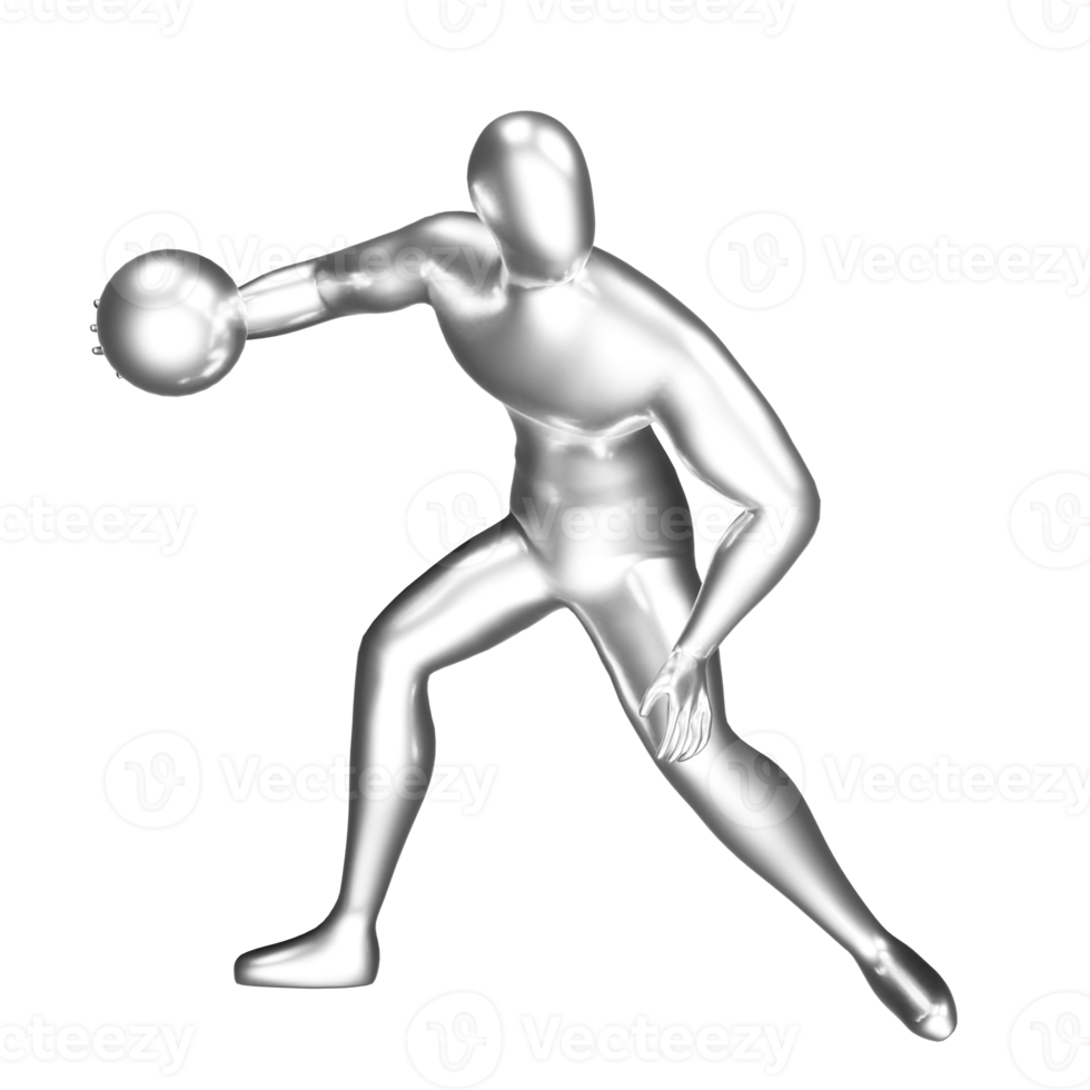 3d silver basketball player figure doing slam dunk pose. png