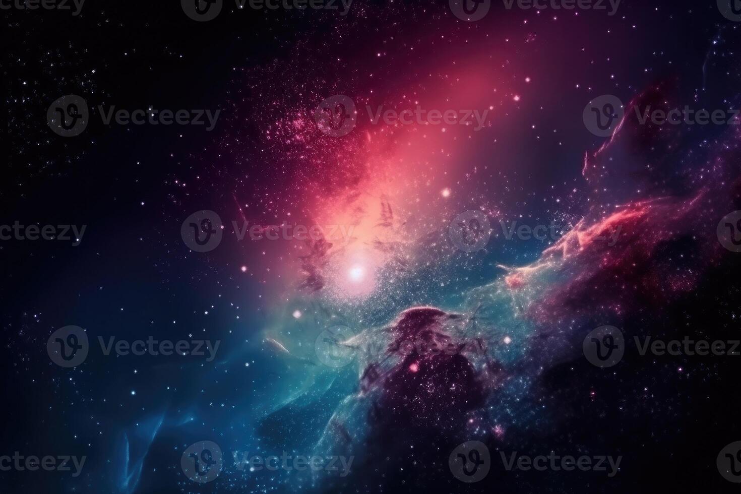 Stunning colorful galaxies in the night sky created with technology. photo