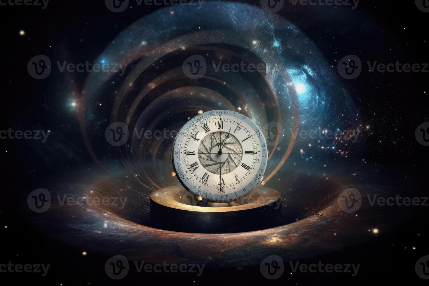 The concept of space and time in the theory of reality created with technology. photo