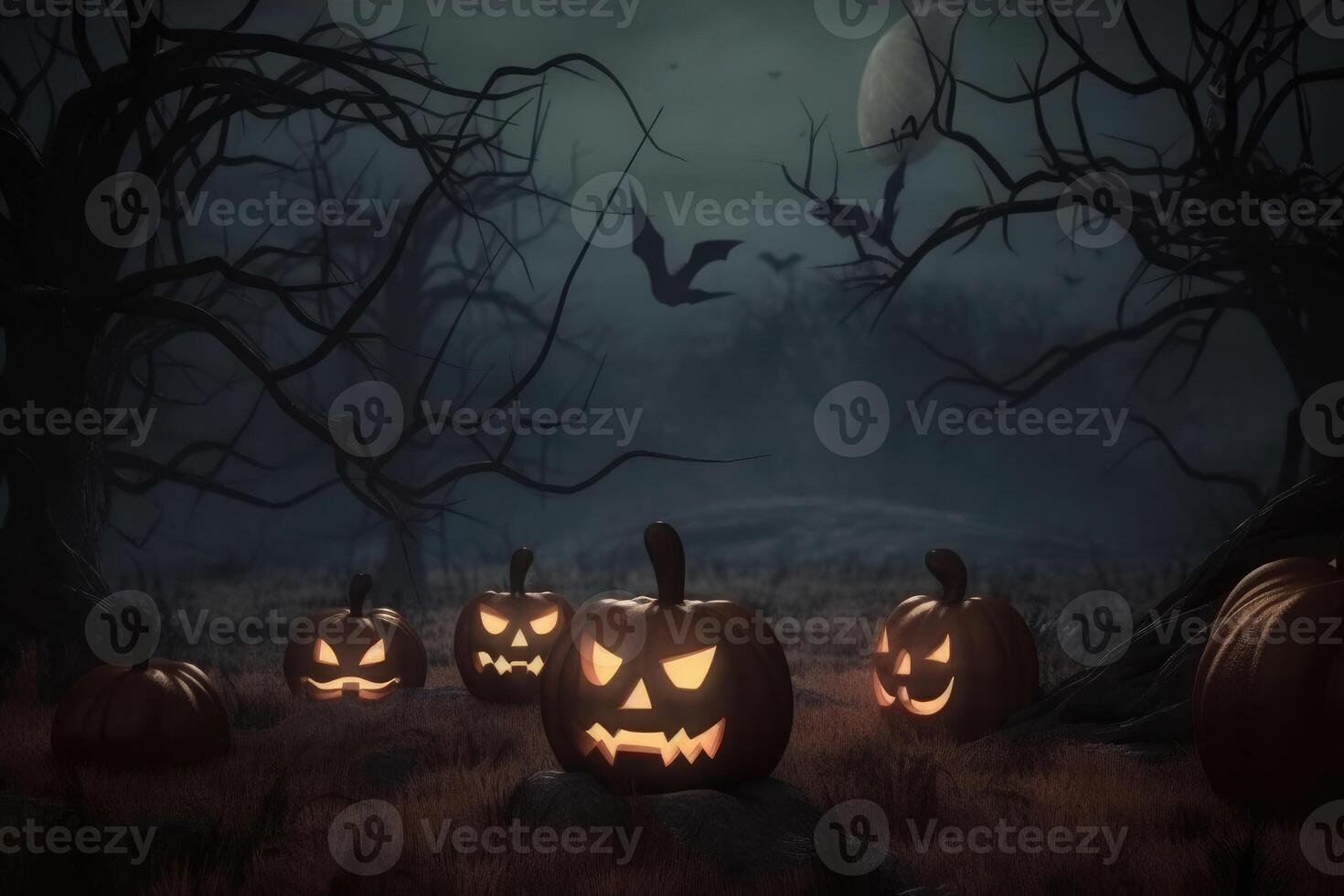 Halloween background with pumpkins photo