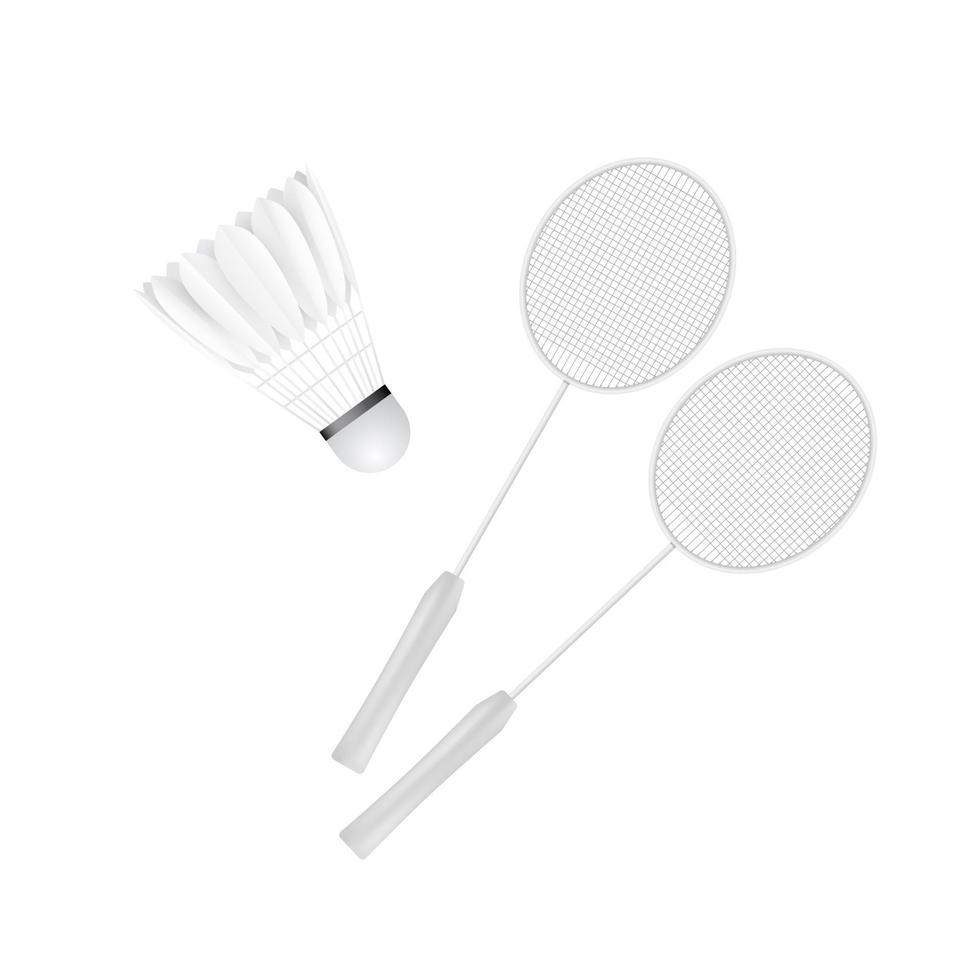 Shuttlecock and racket. Badminton - sport equipment. Vector illustration isolated on white background