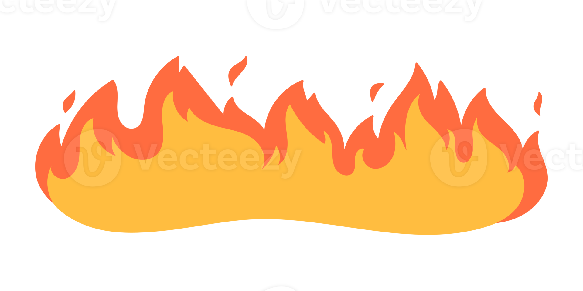 Cartoon fire effect. A yellow bonfire burns to heat. png