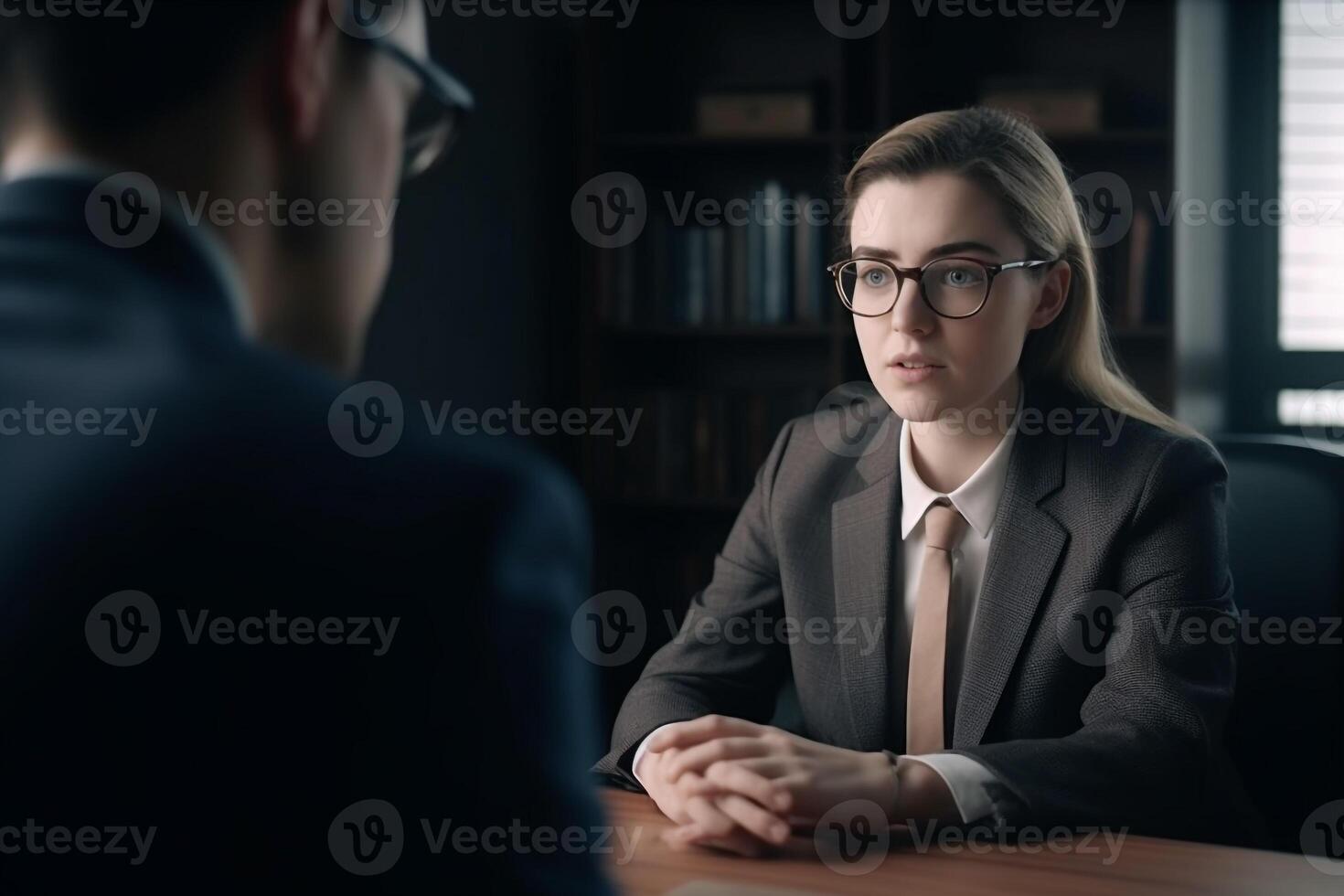 Job interview scene of job recruitment photo realism created with AI tools