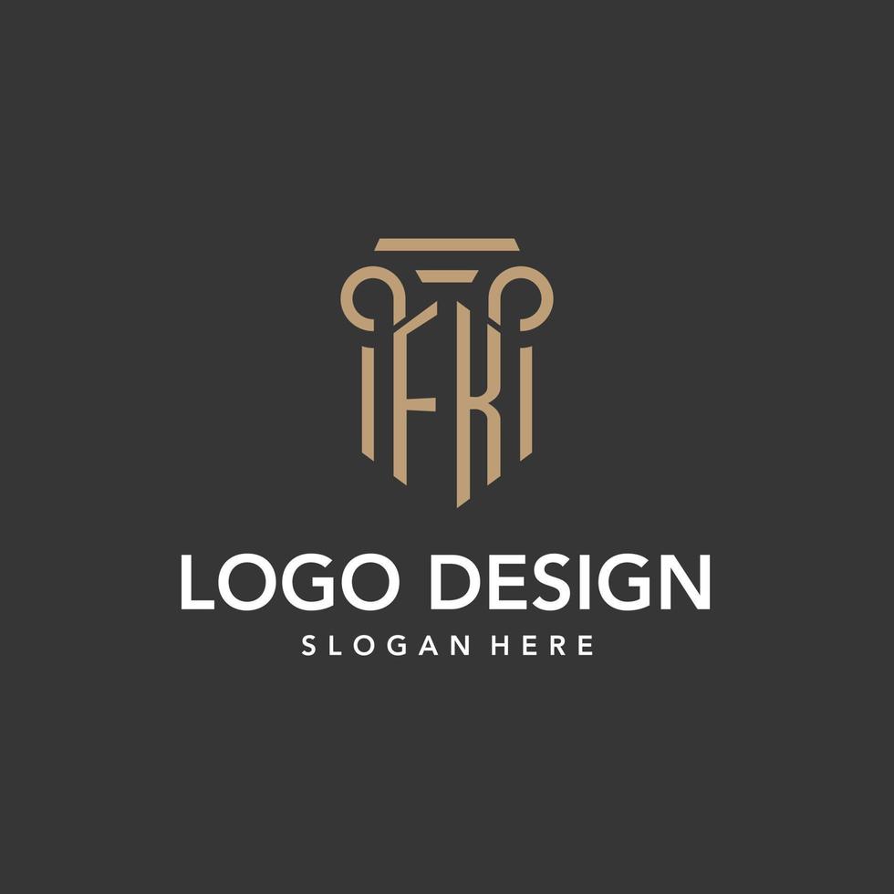 FK logo monogram with pillar style design vector
