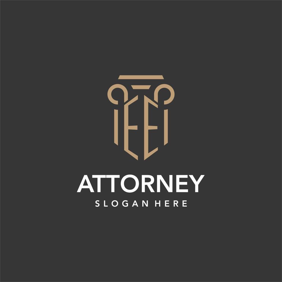 EE logo monogram with pillar style design vector