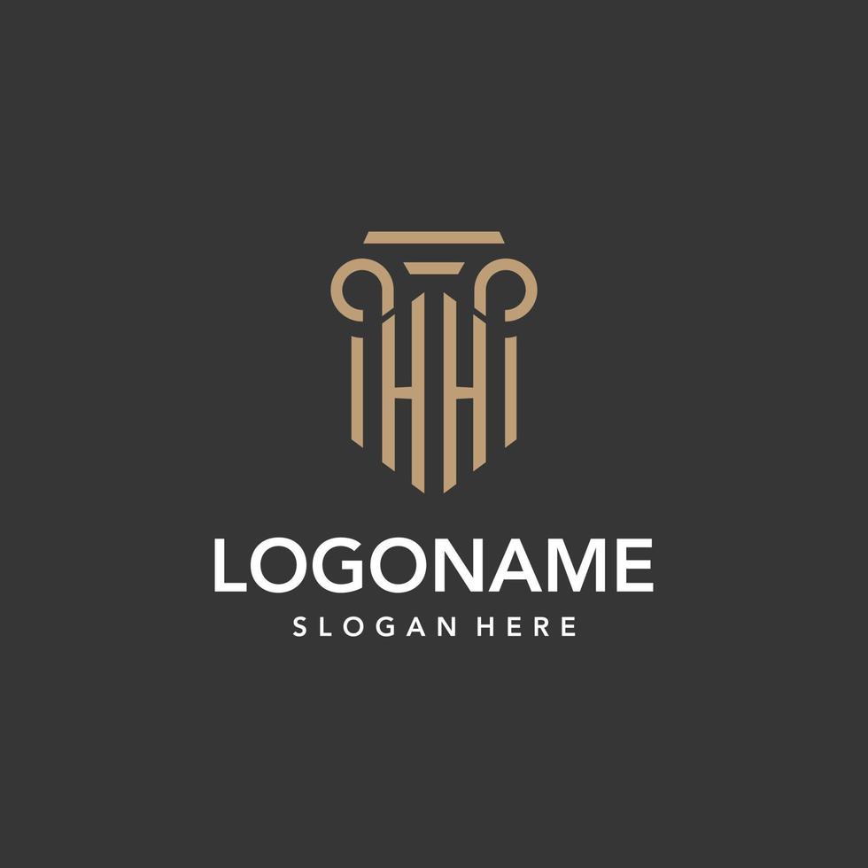 HH logo monogram with pillar style design vector