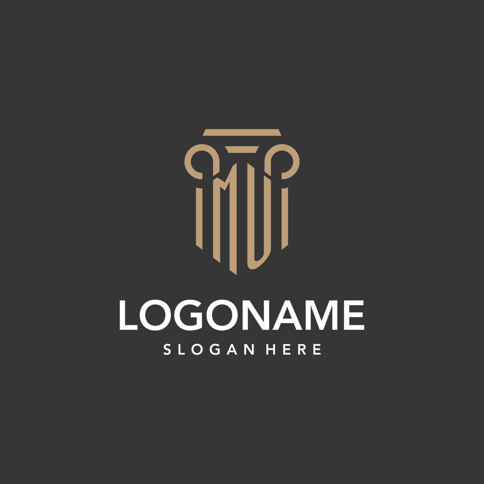 MU logo monogram with pillar style design vector