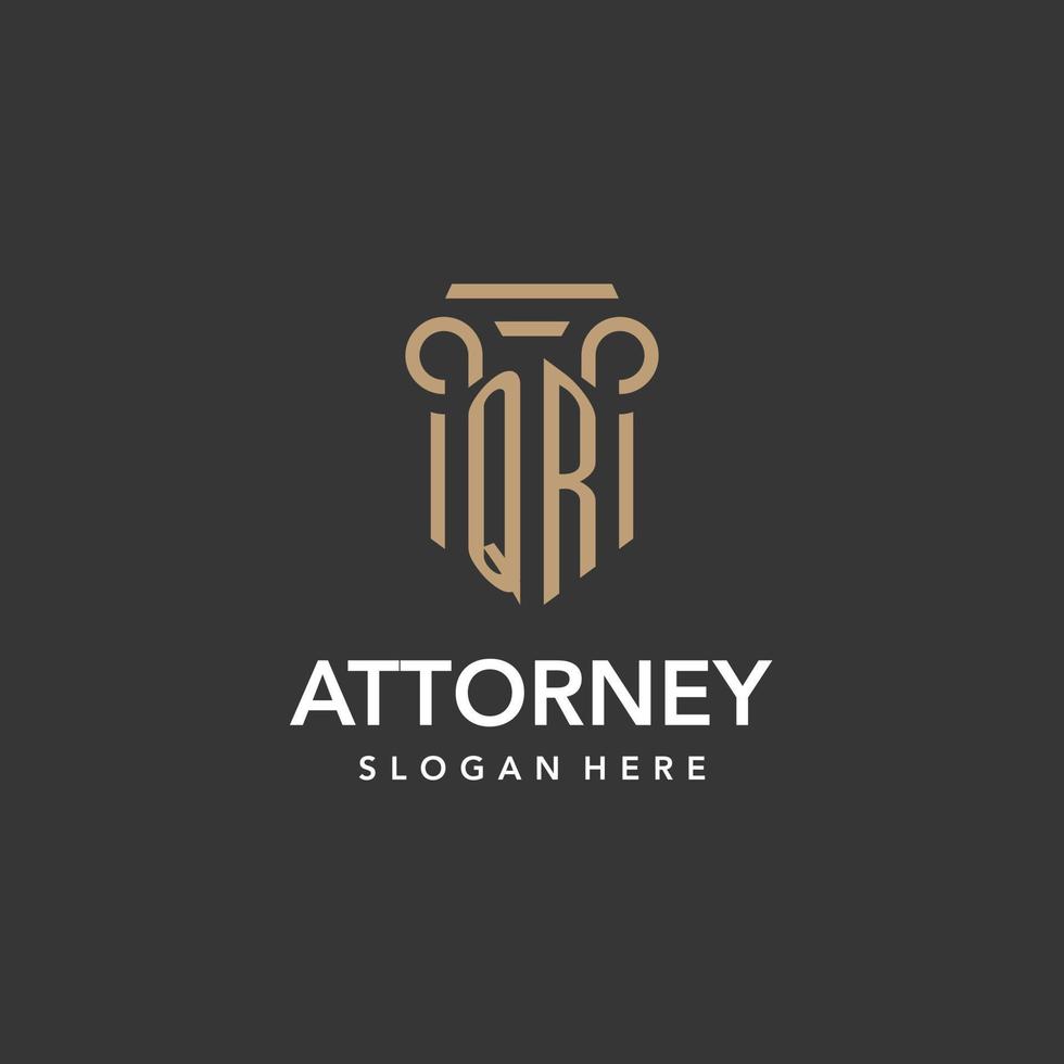 QR logo monogram with pillar style design vector