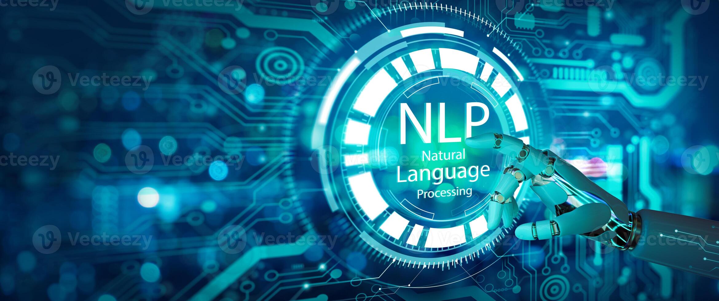 NLP Natural Language Processing cognitive computing technology and Ai Technology concept. . photo