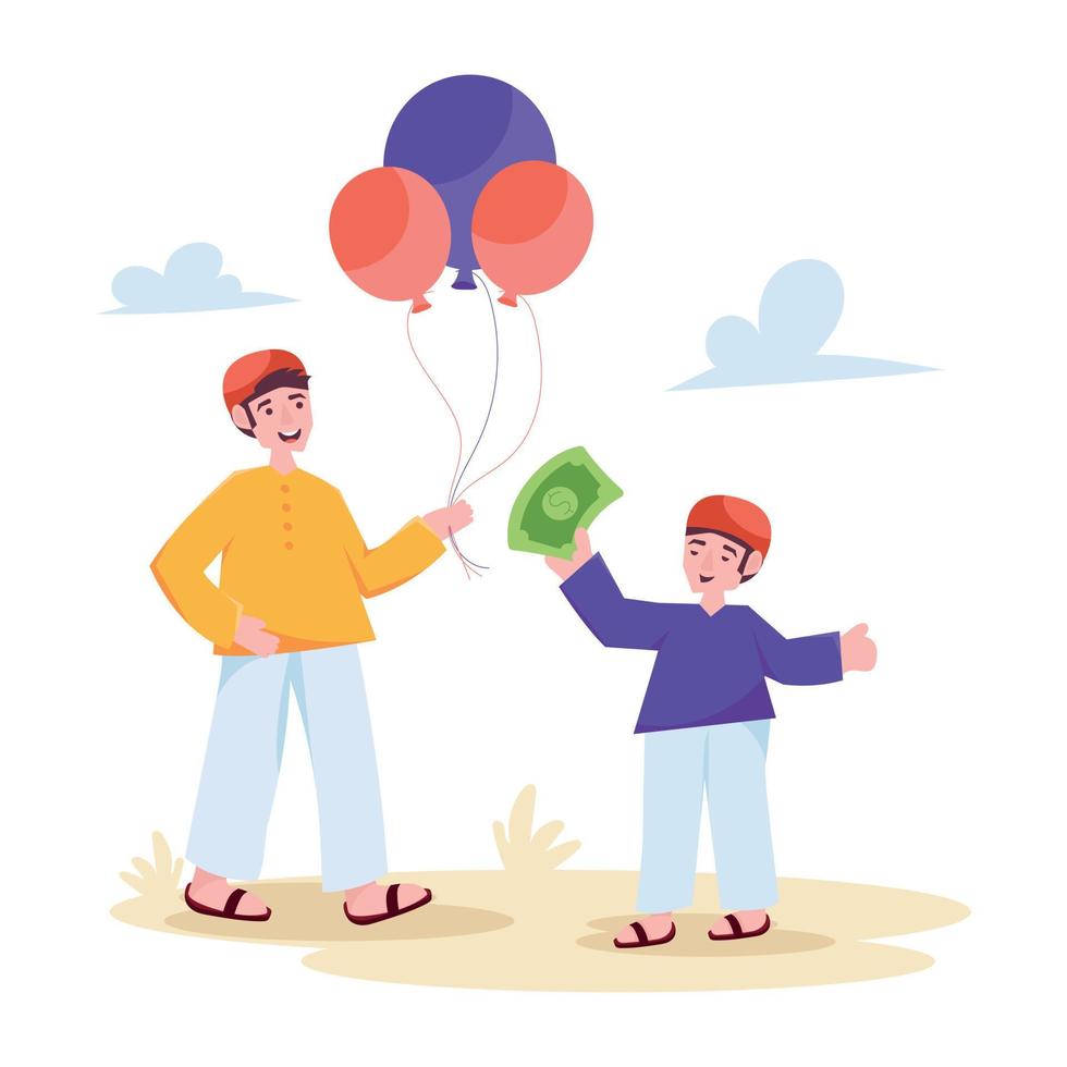 Trendy Buying Balloons vector