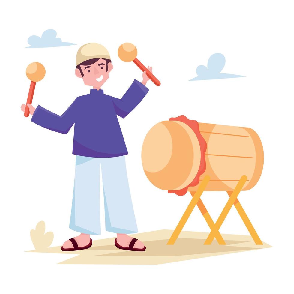 Trendy Ramadan Drummer vector