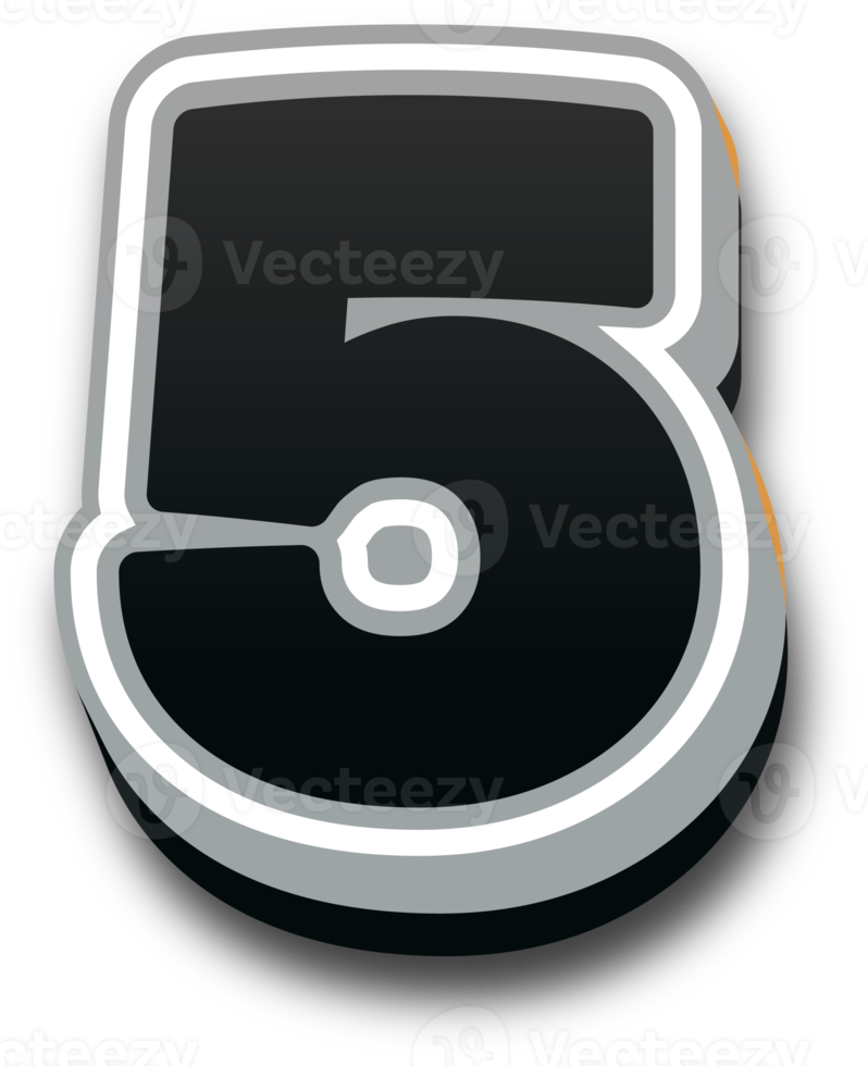 3d black and white color number png