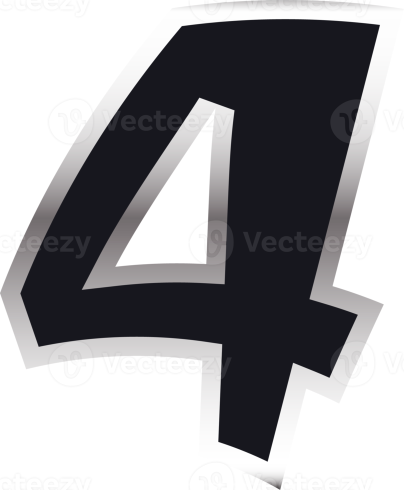 Black and silver color number png