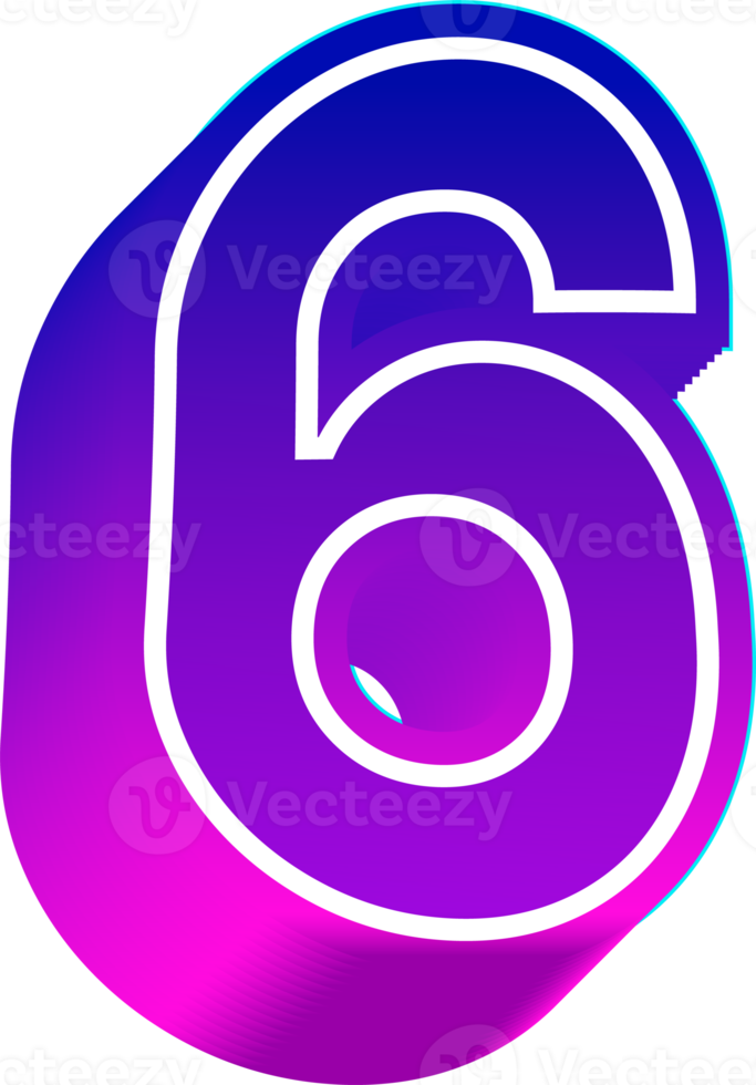 3d gradient color number png