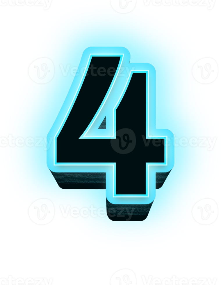 Neon 3d number 4 png
