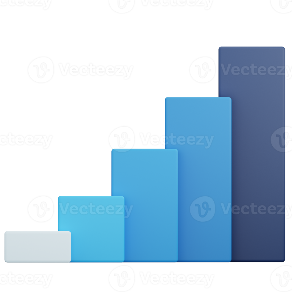 bar chart growth 3d render png