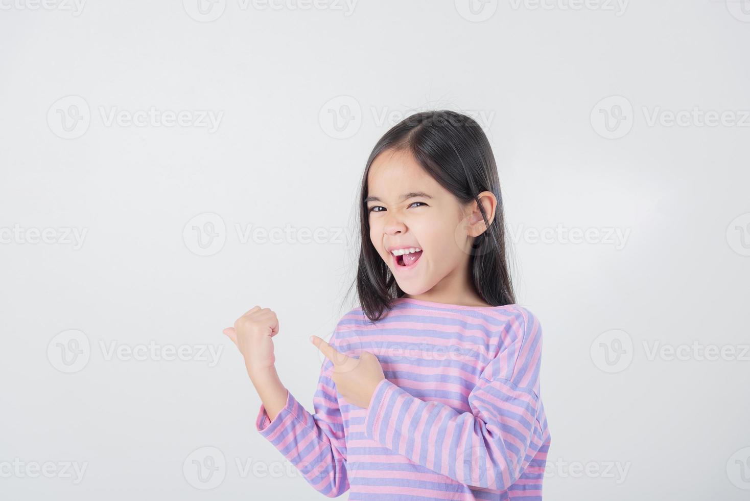 Image of Asian child posing on white  background photo