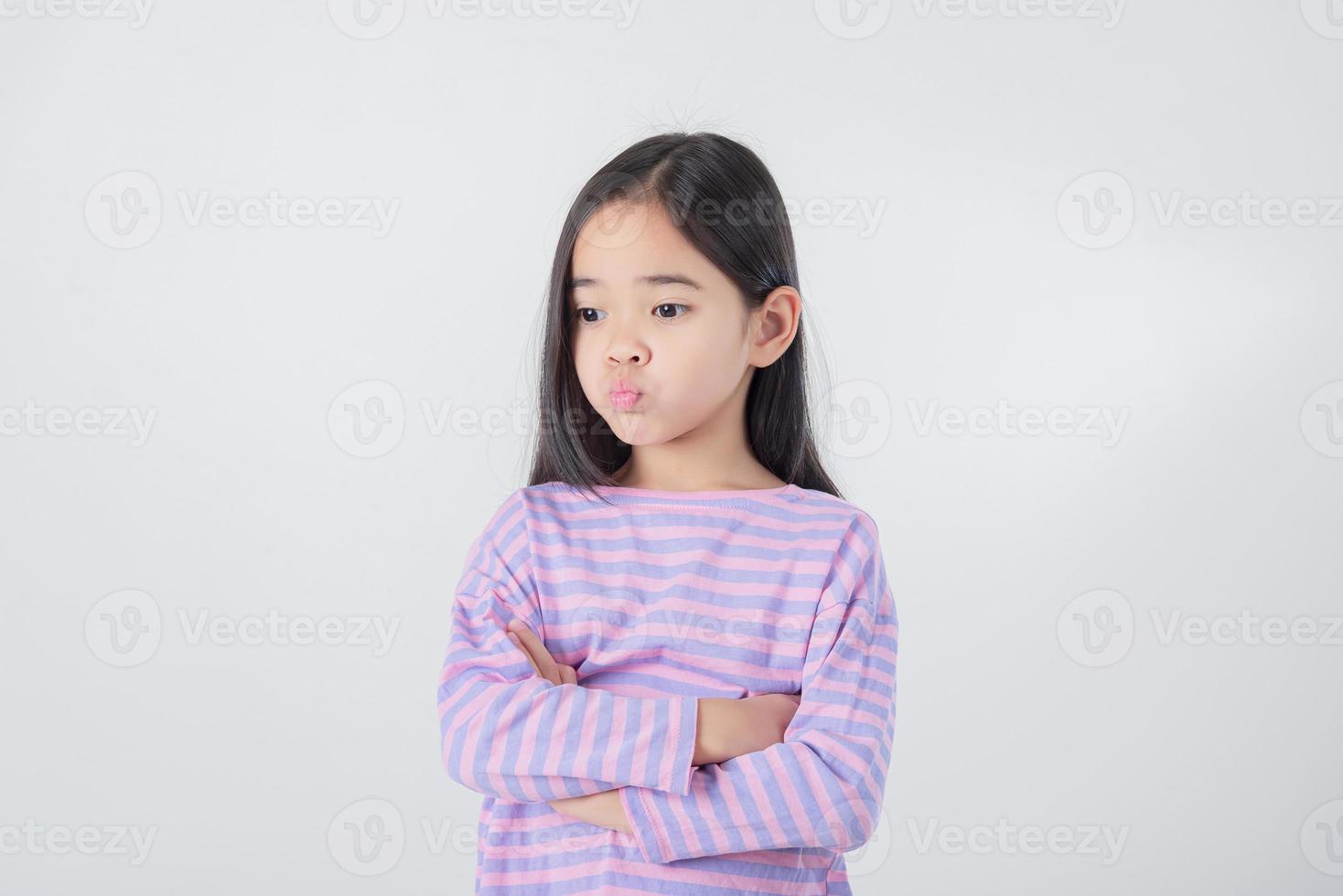 Image of Asian child posing on white  background photo