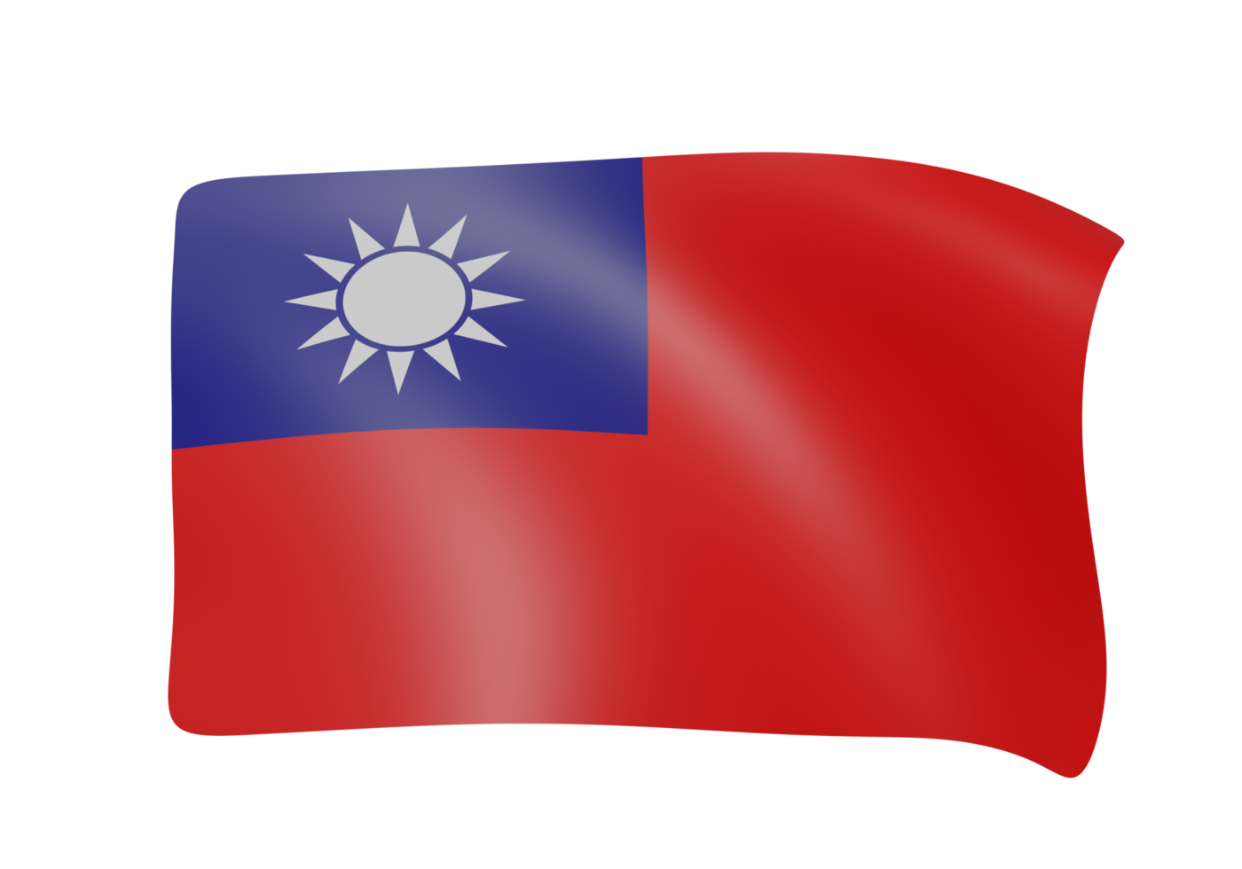 Taiwan waving flag 3d render png