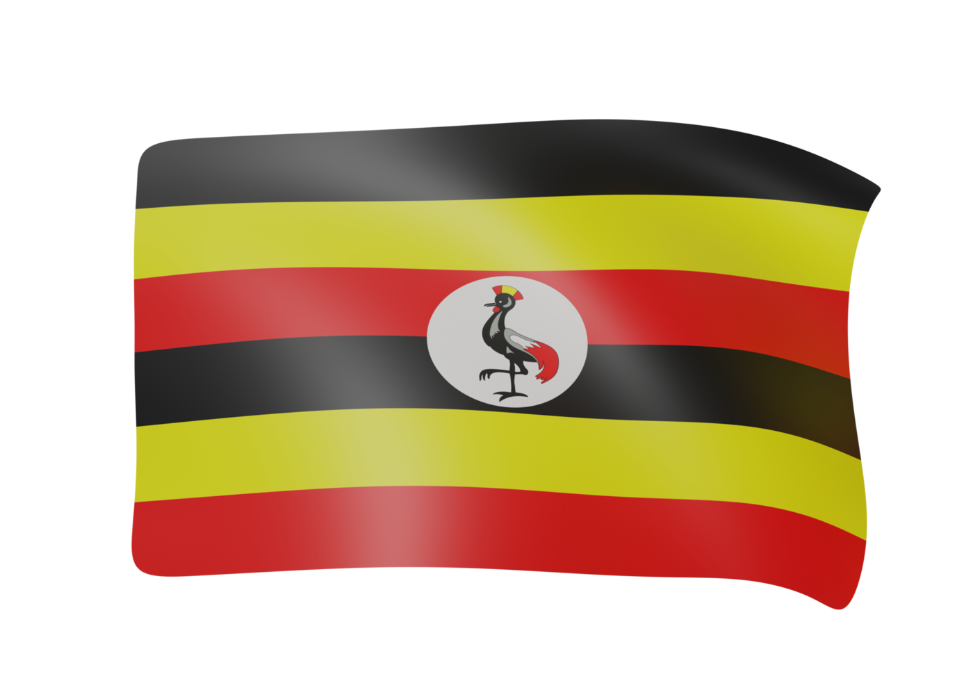 uganda waving flag 3d png